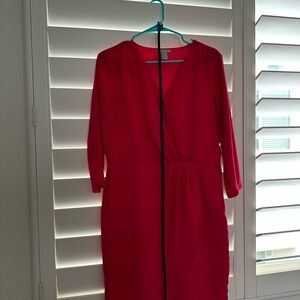 H&M Red Sheath Dress V-neck 3/4 Sleeve